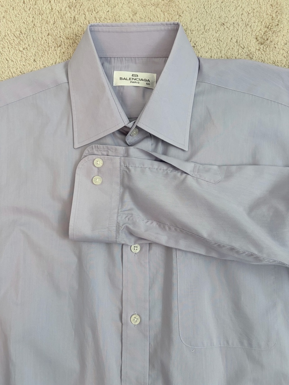 Balenciaga Paris Vintage BB Logo Men's Button Down Shirt Size 100 Large Purple